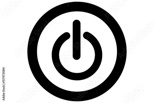 電源ボタン　黒い線画のシンプルなデザイン