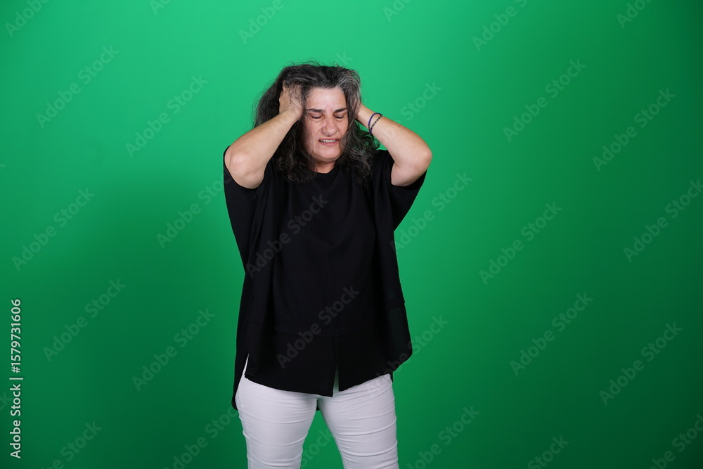 Unedited Portrait of Woman’s Face Expressing Various Emotions – Green Studio Background Unedited Portrait of Woman’s Face Expressing Various Emotions – Green Studio Background