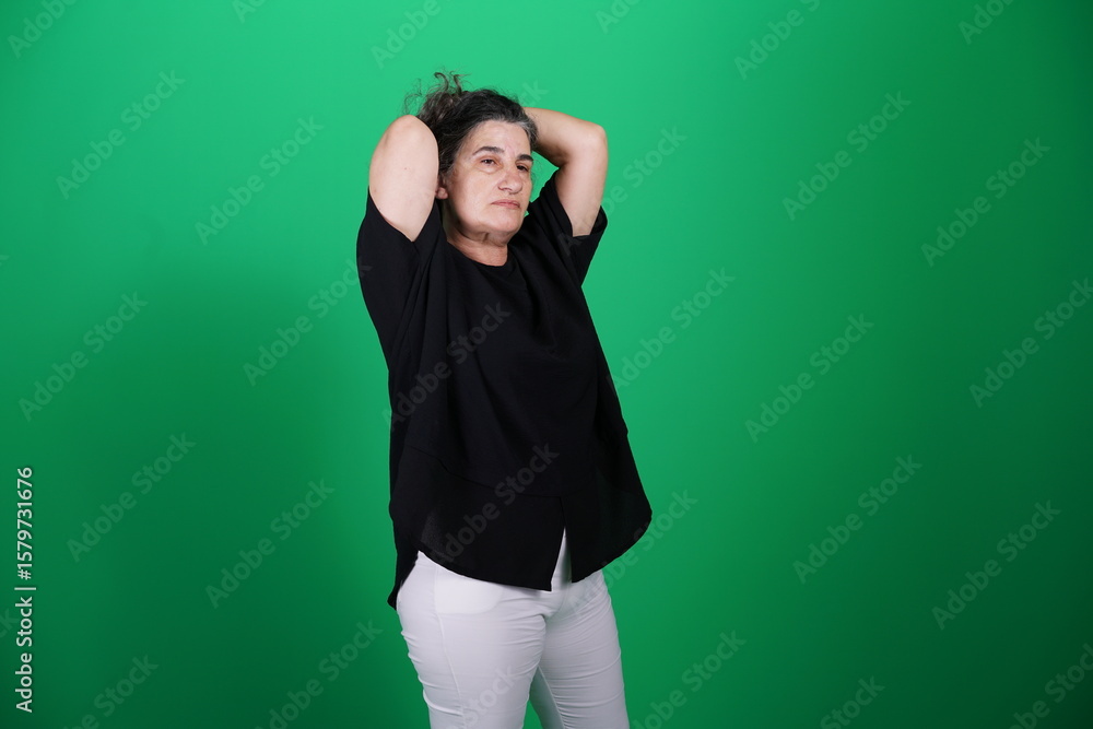 Unedited Portrait of Woman’s Face Expressing Various Emotions – Green Studio Background Unedited Portrait of Woman’s Face Expressing Various Emotions – Green Studio Background