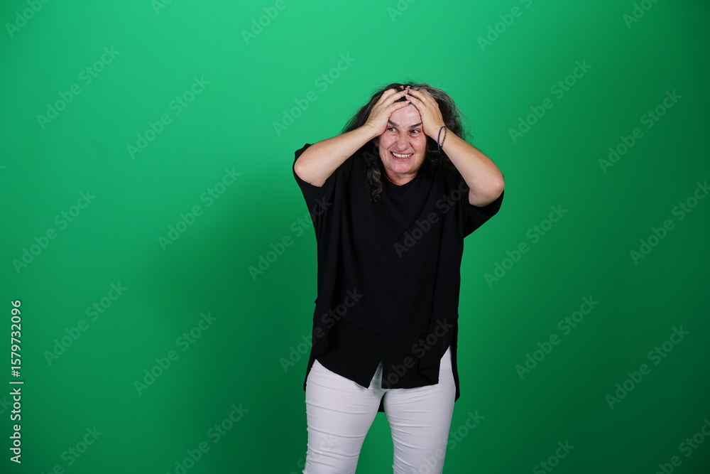 Unedited Portrait of Woman’s Face Expressing Various Emotions – Green Studio Background Unedited Portrait of Woman’s Face Expressing Various Emotions – Green Studio Background