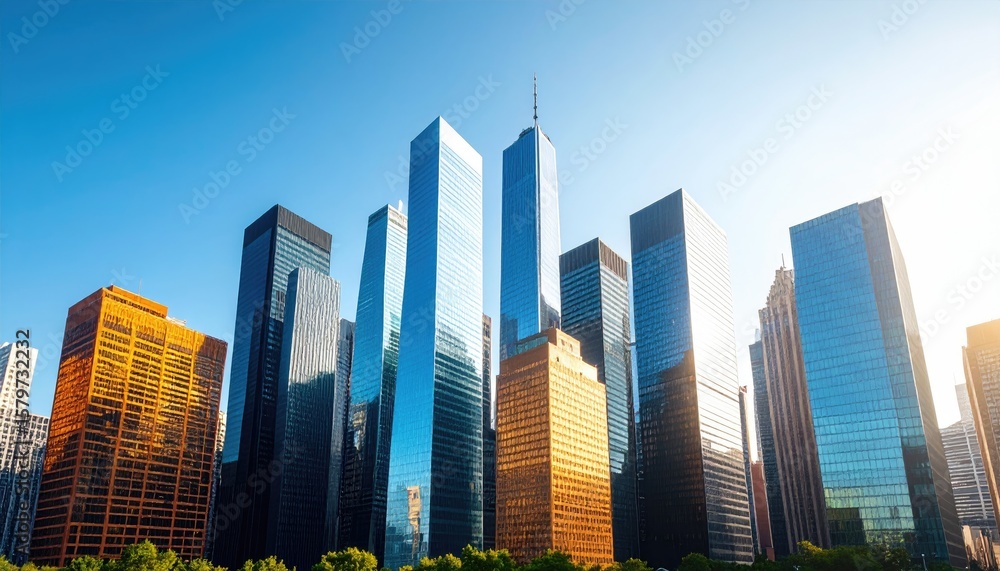 Obraz premium Skyscrapers against a clear blue sky