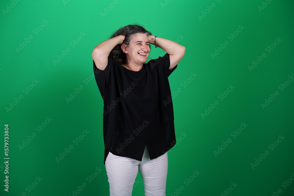 Unedited Portrait of Woman’s Face Expressing Various Emotions – Green Studio Background Unedited Portrait of Woman’s Face Expressing Various Emotions – Green Studio Background