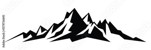 Silhouette mountain range isolated on white background, vector design