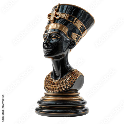 3D Render of Nefertiti Bust on a transparent background - Egyptian Art, Ancient Egypt
