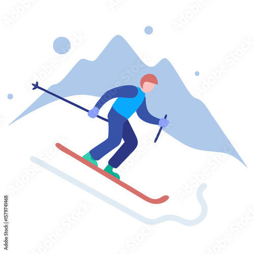 Downhill Skiing Illustration Winter Sports Activity