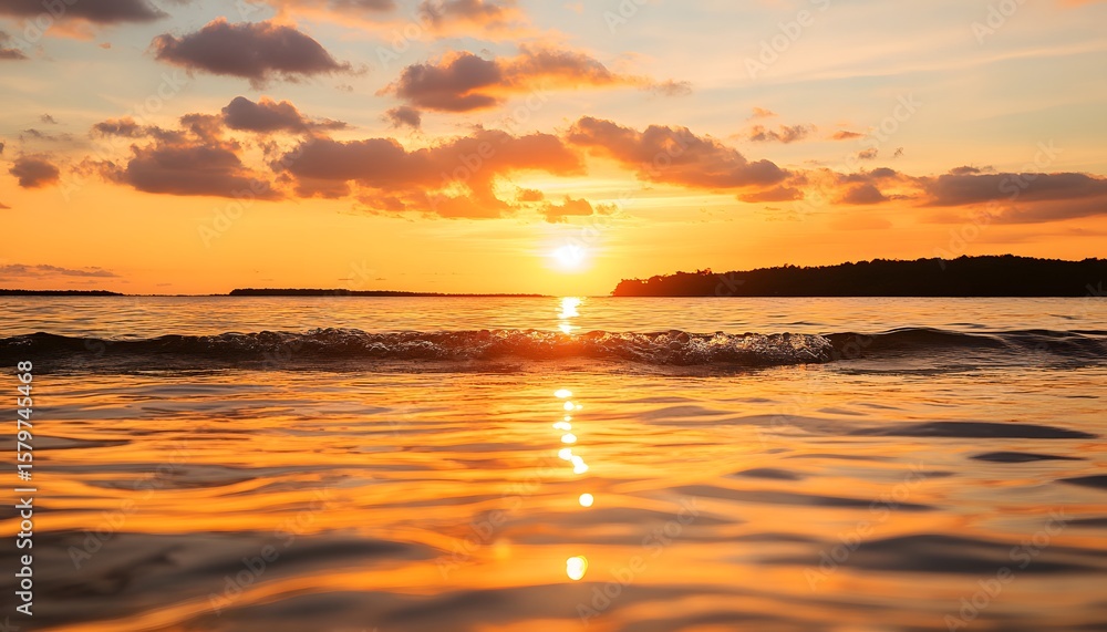 Fototapeta premium Sea, warm colors, sunset calm.