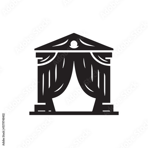 Black and white theater icon vector on white background. Theater logo illustration