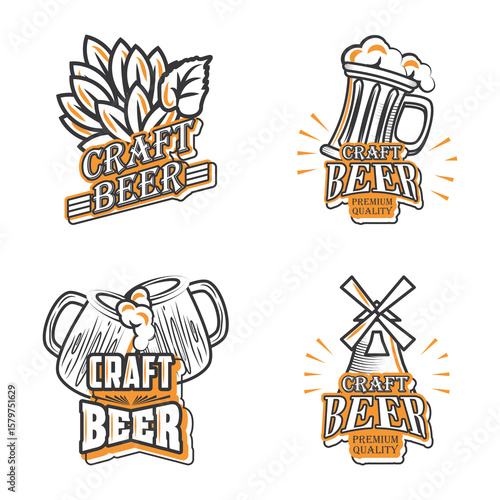 Set of icons of craft beer Vector