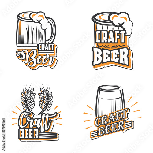 Set of icons of craft beer Vector