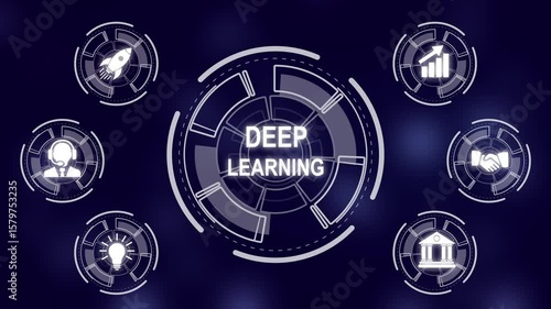 Wallpaper Mural Deep learning artificial intelligence neural network. Technology, Internet and network concept. a futuristic holographic advanced HUD circle platform Business, Technology network background concept. Torontodigital.ca