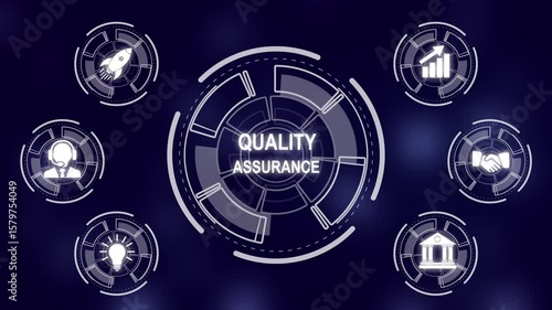 Wallpaper Mural Business network concept. Quality Assurance service guarantee standard. a futuristic holographic advanced HUD circle platform Business, Technology network background concept. Torontodigital.ca