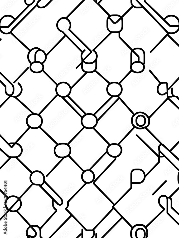 Fototapeta premium Abstract geometric fence pattern in black and white, seamless design