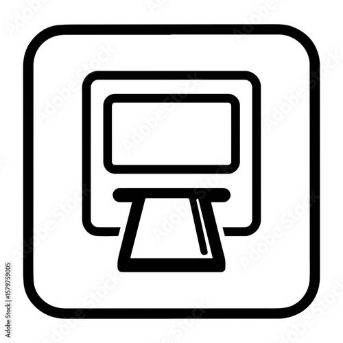 Ticket machine kiosk icon with transparent background symbolizing self service ticketing and automated payment
