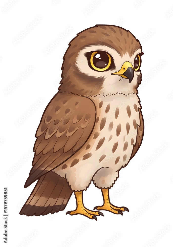 Naklejka premium Cute Cartoon Hawk Illustration on White Background