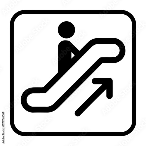 Up escalator icon with transparent background symbolizing upward movement and vertical transportation
