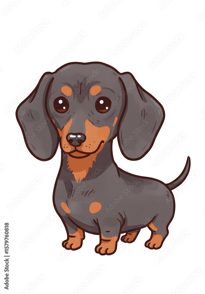 Fototapeta premium Cute Dachshund Dog Cartoon Illustration