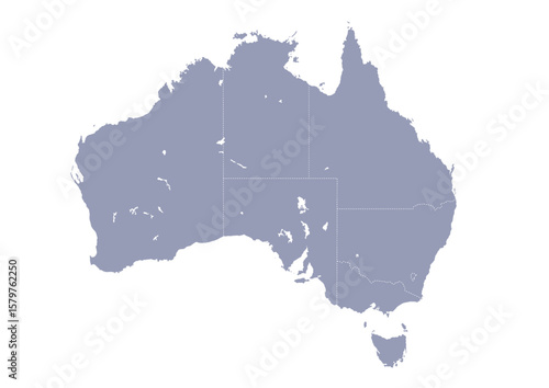 グレー色のオーストラリアの行政区分地図　（Map of Australia）

