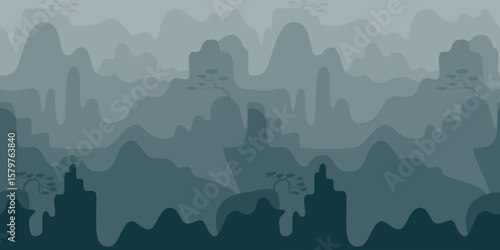 tranquil layered mountain scene at twilight