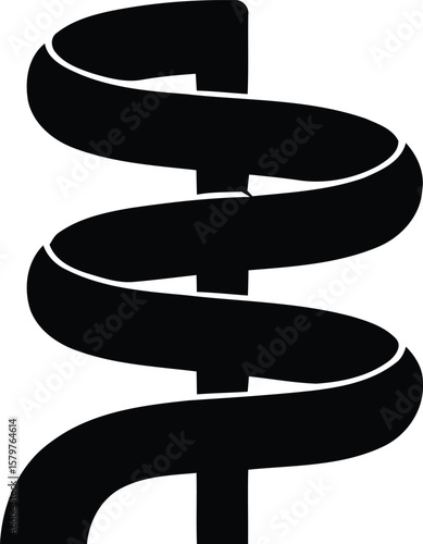 Black spiral water slide icon against a white background