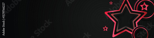 Abstract dark horizontal cover and banner with stars gradient red shape element design
