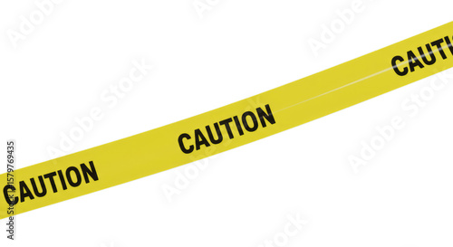 Bright Yellow Caution Tape on Transparent Background Warning Hazard