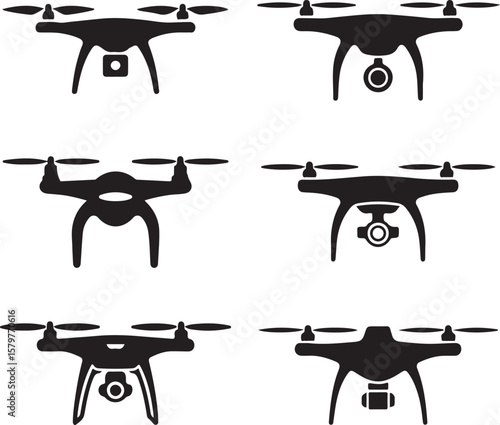 Quadcopter Drone Silhouette Design"

"Flying Drone with Camera Vector"

"Modern Tech Drone Icon Clipart"

"Remote-Control Drone in Sky"

"Futuristic Drone Top View Silhouette"

