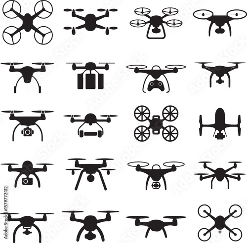 Quadcopter Drone Silhouette Design"

"Flying Drone with Camera Vector"

"Modern Tech Drone Icon Clipart"

"Remote-Control Drone in Sky"

"Futuristic Drone Top View Silhouette"

