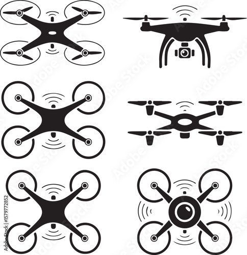 Quadcopter Drone Silhouette Design"

"Flying Drone with Camera Vector"

"Modern Tech Drone Icon Clipart"

"Remote-Control Drone in Sky"

"Futuristic Drone Top View Silhouette"


