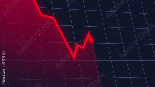 Stock chart going down. crisis economic