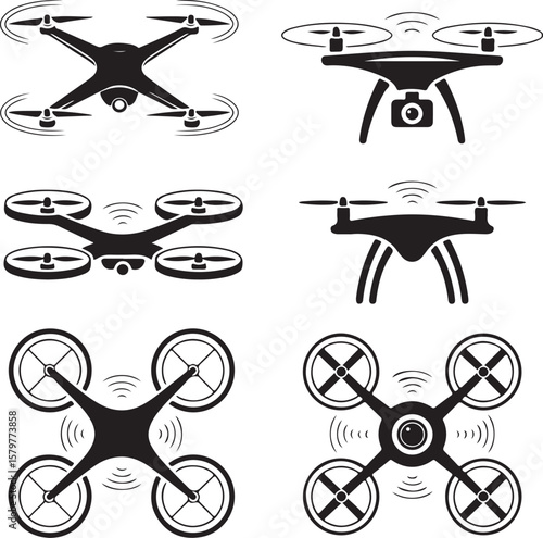 Quadcopter Drone Silhouette Design"

"Flying Drone with Camera Vector"

"Modern Tech Drone Icon Clipart"

"Remote-Control Drone in Sky"

"Futuristic Drone Top View Silhouette"


