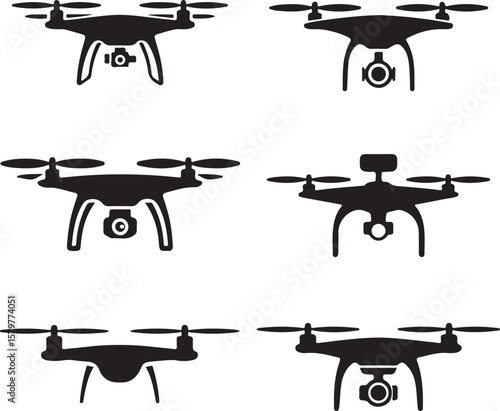 Quadcopter Drone Silhouette Design"

"Flying Drone with Camera Vector"

"Modern Tech Drone Icon Clipart"

"Remote-Control Drone in Sky"

"Futuristic Drone Top View Silhouette"

