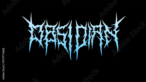 Obsidian vector typography in a spiky death metal style, ideal for t-shirts, band logos, album covers, posters, or streetwear merch