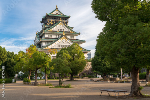 The main tower of Osaka Castle on a sunny autumn morning, Osaka, Japan