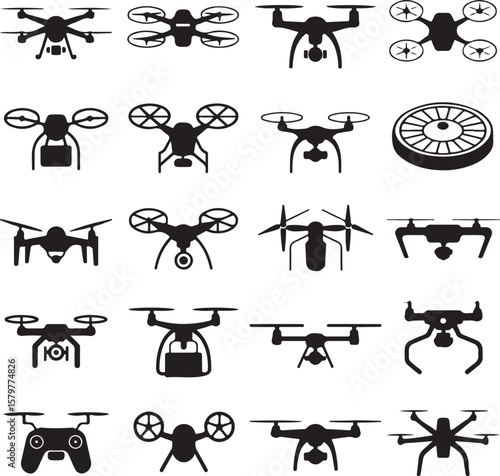 Quadcopter Drone Silhouette Design"

"Flying Drone with Camera Vector"

"Modern Tech Drone Icon Clipart"

"Remote-Control Drone in Sky"

"Futuristic Drone Top View Silhouette"

