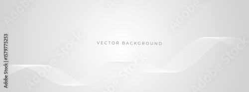 White and gray abstract backround with flowing lines pattern, vector illustration.