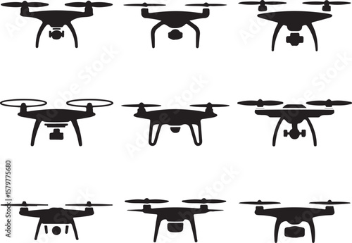 Quadcopter Drone Silhouette Design"

"Flying Drone with Camera Vector"

"Modern Tech Drone Icon Clipart"

"Remote-Control Drone in Sky"

"Futuristic Drone Top View Silhouette"

