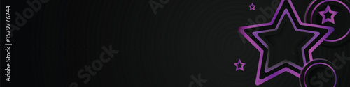 Abstract dark horizontal cover and banner with stars gradient purple shape element design
