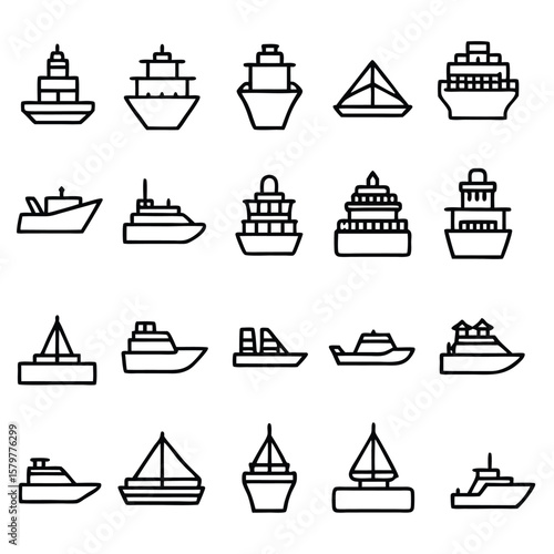 Various watercraft vessels collection boat ship