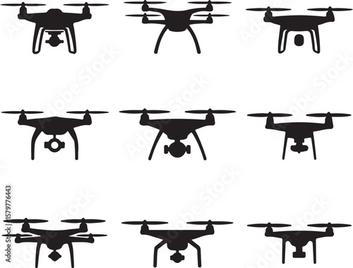 Quadcopter Drone Silhouette Design"

"Flying Drone with Camera Vector"

"Modern Tech Drone Icon Clipart"

"Remote-Control Drone in Sky"

"Futuristic Drone Top View Silhouette"

