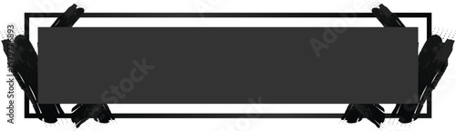 Black horizontal banner and frame with brush stroke design