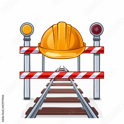 鉄道工事中の注意アイコンベクター