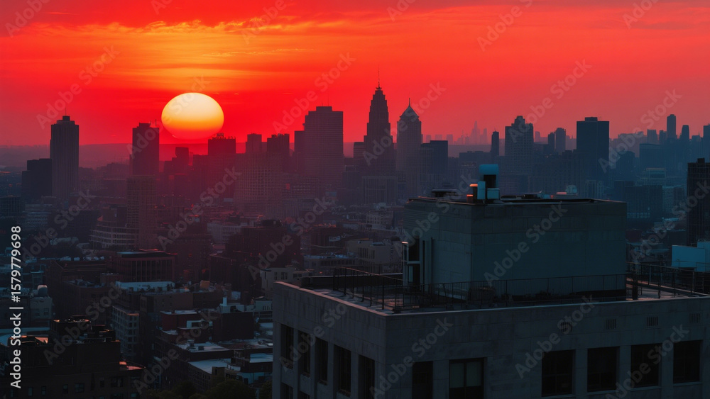Fototapeta premium new york skyline at sunset