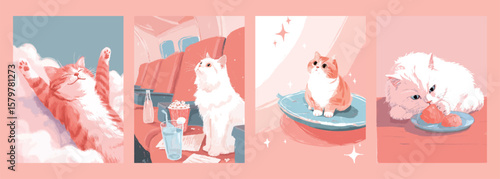 Gentle Watercolor Kitten in Soft Pink Pastel Haze with Fluffy Dreamy Texture, watercolor style kitten, watercolor style cat