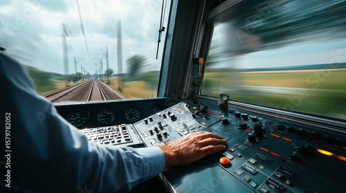Train Operator Driving From Locomotive Cab