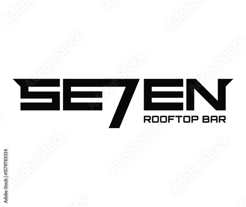 seven rooftop bar logo design