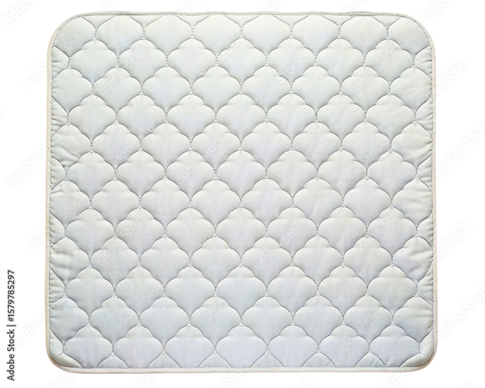 Fototapeta premium White quilted mattress pad with scalloped pattern and soft texture on a transparent background
