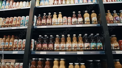 Wallpaper Mural Supermarket Shelves Showcasing Abundance of Juice Bottles in Retail Environment Torontodigital.ca