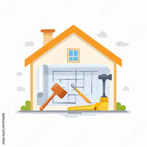 リフォーム工事中の注意アイコンベクター