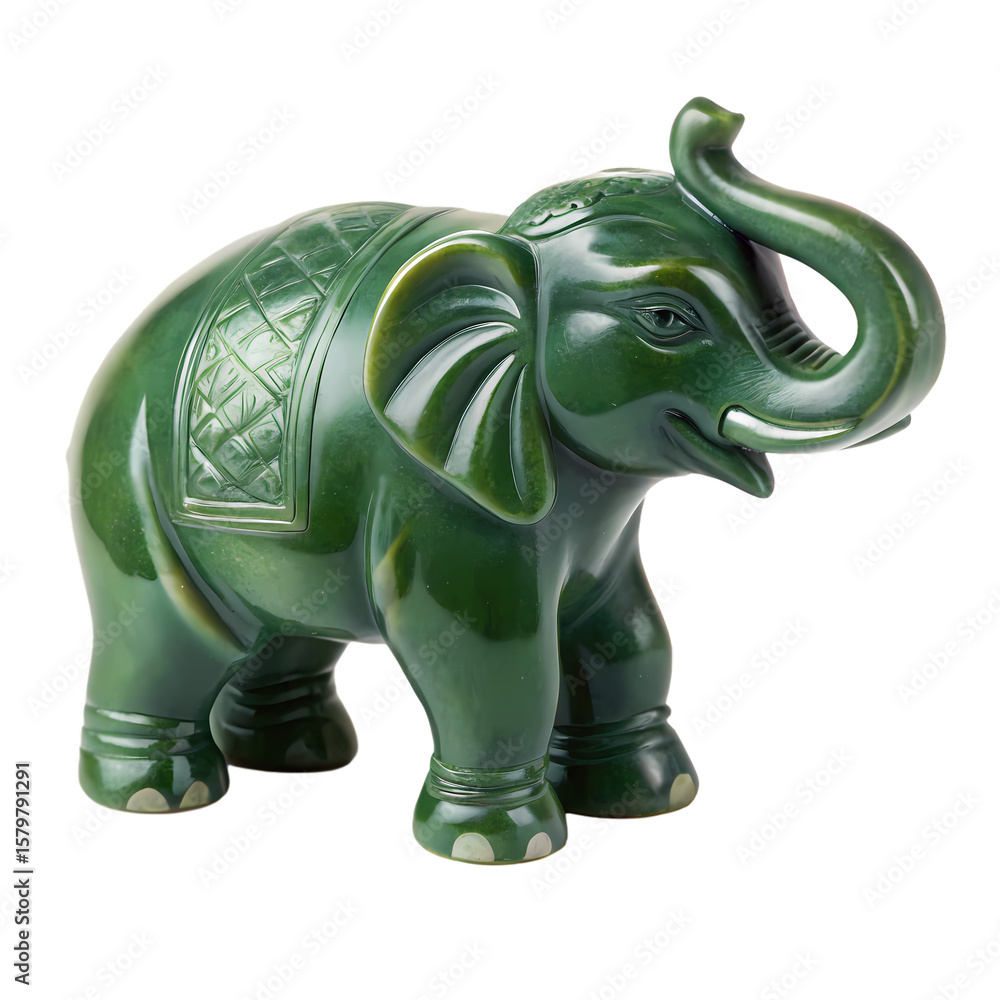 Obraz premium Jade Elephant Symbol of Wisdom, Isolated on transparent background