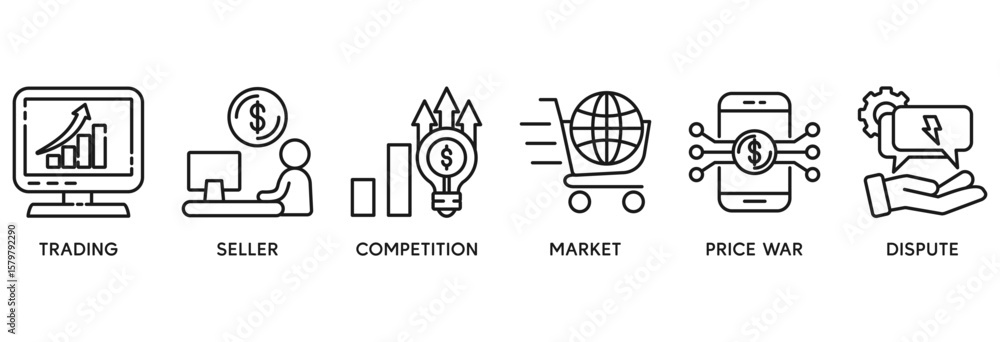 Ταπετσαρία Trade war icon set vector illustration concept relate to  trading, seller, compe